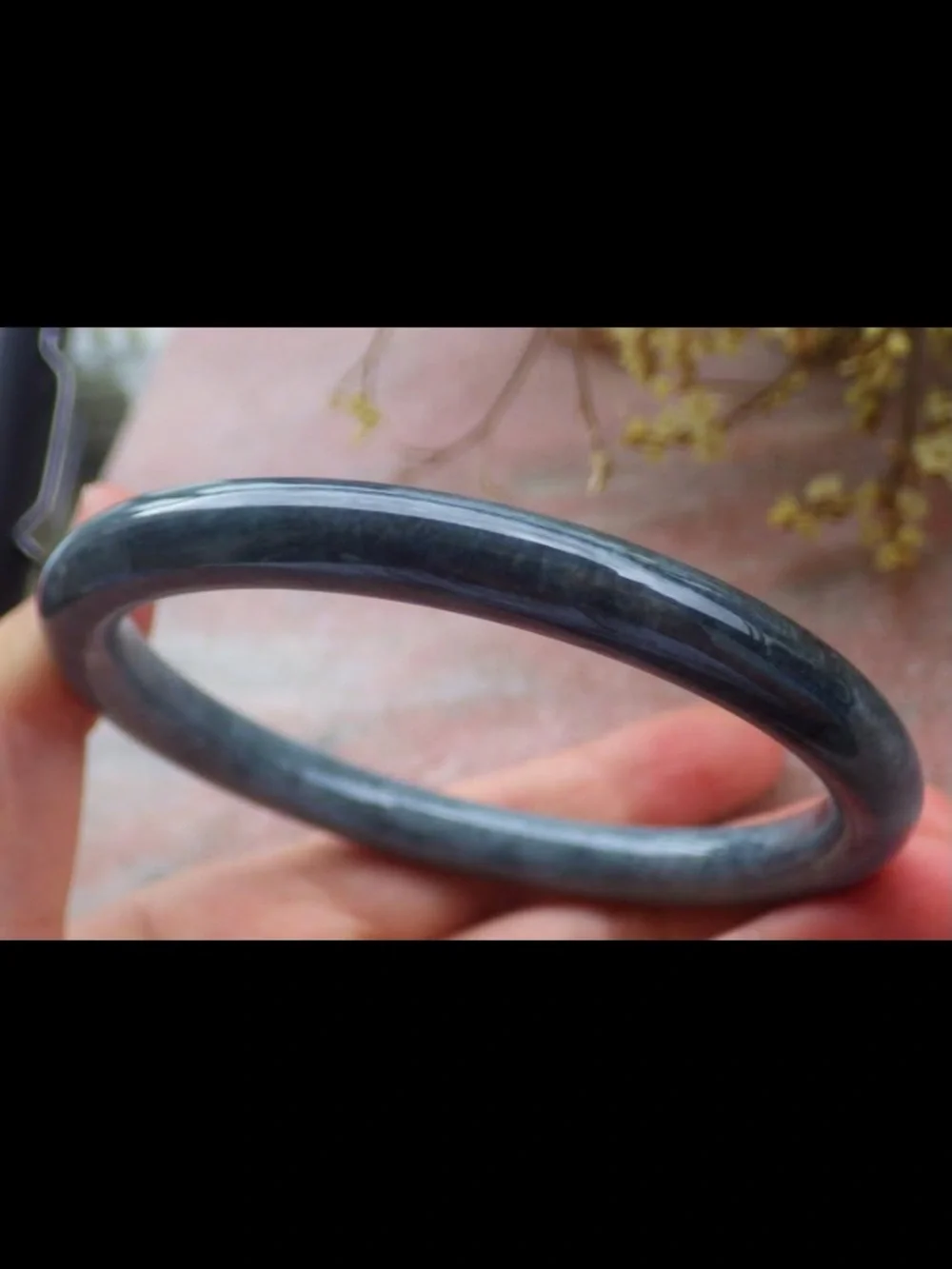 Elegant black dark gray bangle Certificate Jadeite bracelet 68mm 8.25inches